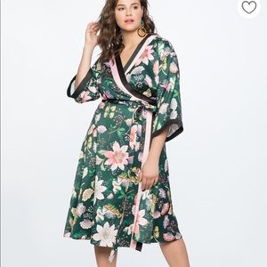 Eloquii printed kimono wrap dress